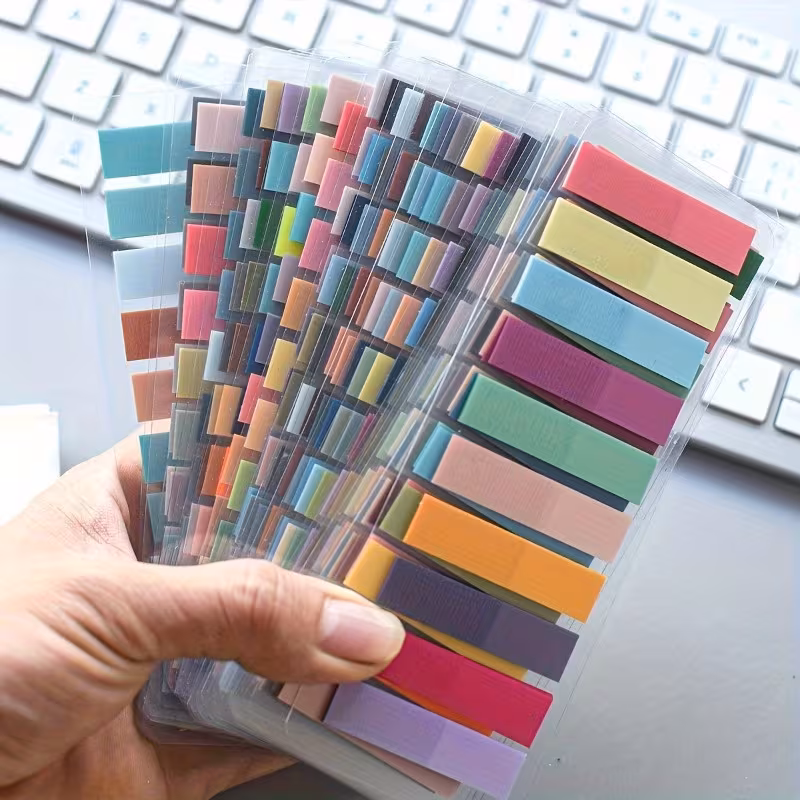 200pcs Notas Adhesivas Transparentes Retro Europeas Fluorescentes PET